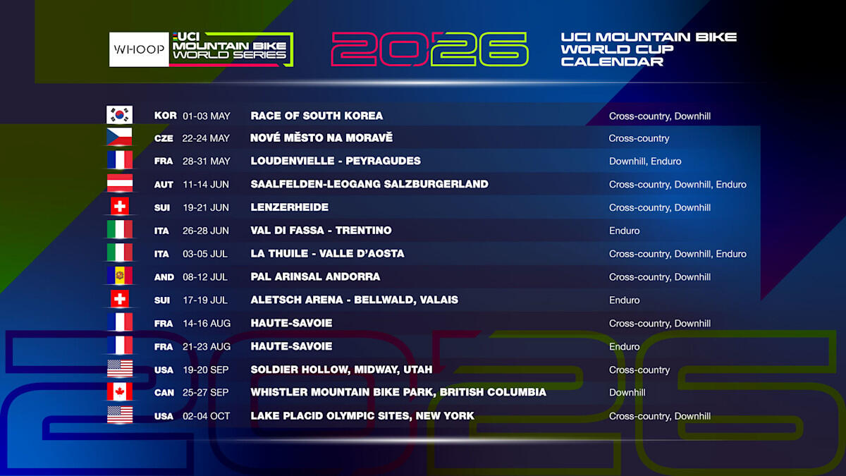 Ya conocemos el Calendario oficial Copa del Mundo de MTB 2026